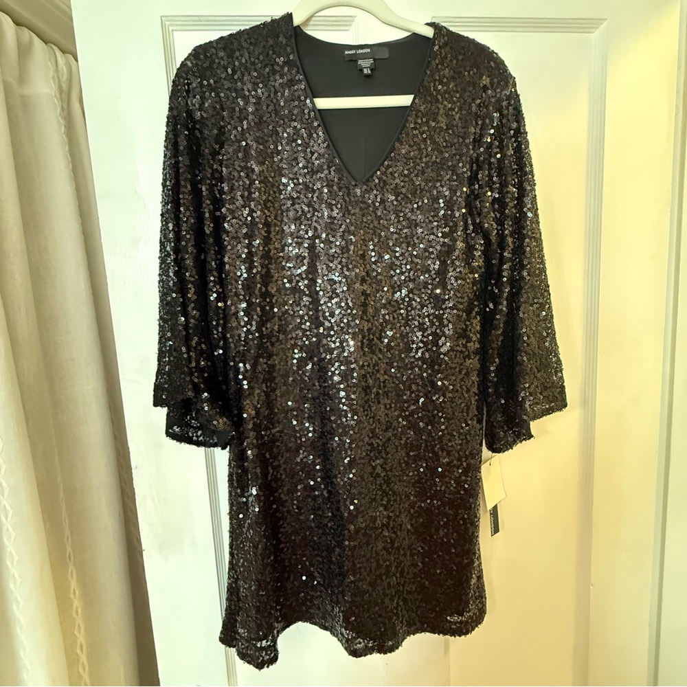 NWT Maggy London Black Sequin Tunic Dress